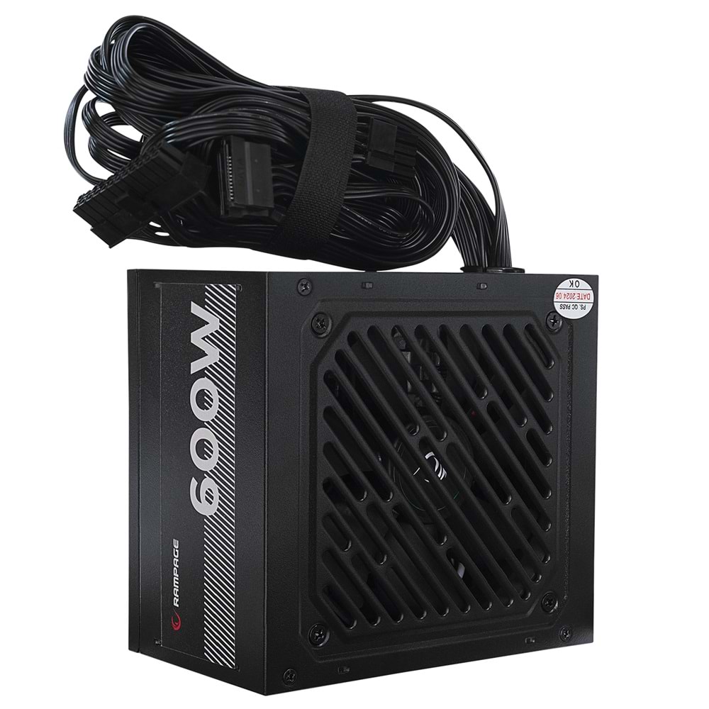 Rampage RMP-600-80P 600W 80Plus Bronze 12cm Fan Aktif PFC Power Supply