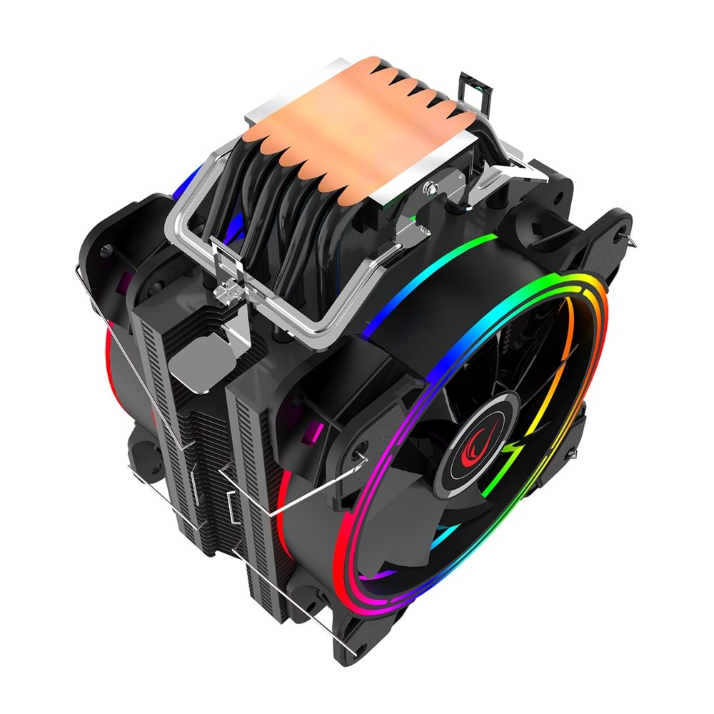Rampage ICED120-RGB 42.5CFM 2000RPM Çift 12cm AMD/Intel LGA1200 Uyumlu S-RGB Hava Soğutmalı CPU Fan