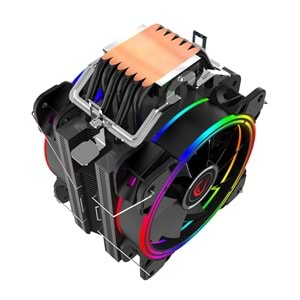Rampage ICED120-RGB 42.5CFM 2000RPM Çift 12cm AMD/Intel LGA1200 Uyumlu S-RGB Hava Soğutmalı CPU Fan