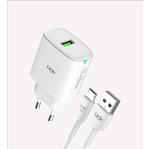 Link Tech C301 Beyaz Safe 12W Micro USB Kablolu Hızlı Şarj
