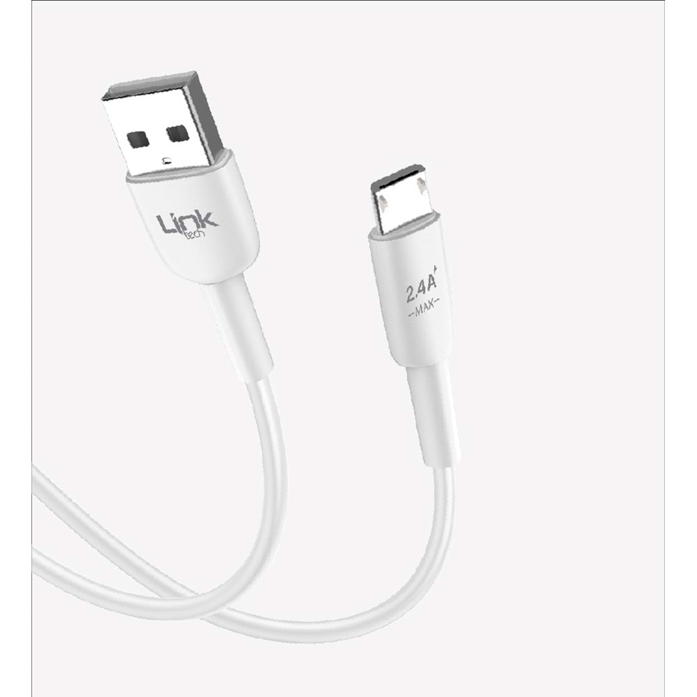 Link Tech K600 Beyaz Safe Fast 1m 2.4A Mikro USB Şarj Kablosu