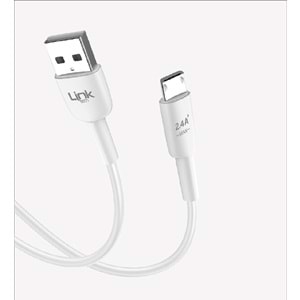 Link Tech K600 Beyaz Safe Fast 1m 2.4A Mikro USB Şarj Kablosu