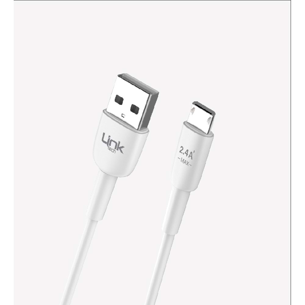 Link Tech K600 Beyaz Safe Fast 1m 2.4A Mikro USB Şarj Kablosu