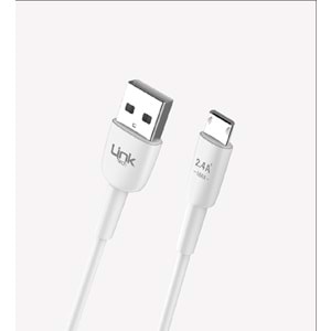 Link Tech K600 Beyaz Safe Fast 1m 2.4A Mikro USB Şarj Kablosu