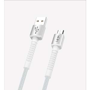 Link Tech K551 Beyaz Safe 2.4A Örgülü Metal Başlı Mikro USB Şarj Kablosu