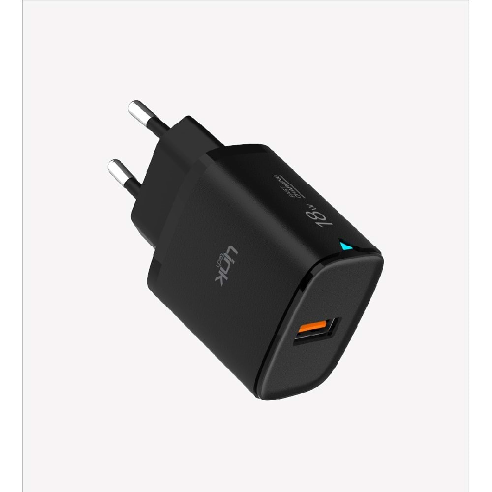 Link Tech C303 Siyah Safe 18W USB-A Tip-C Kablolu Hızlı Şarj