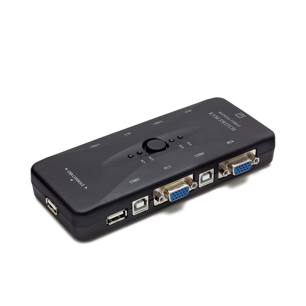 HADRON HD230 VGA USB KVM SWITCH 4GİRİŞ 1ÇIKIŞ SİYAH