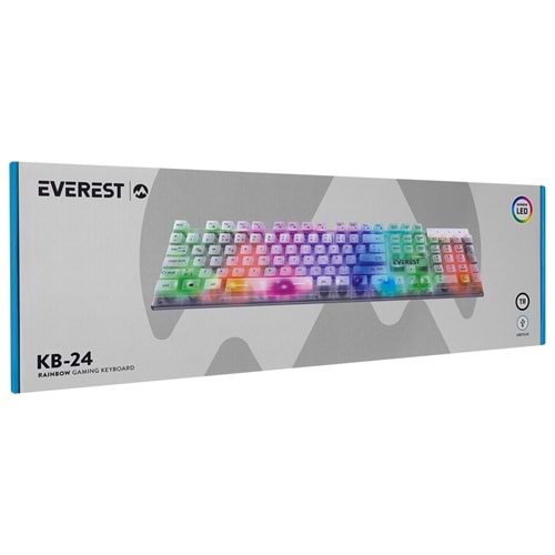 Everest KB-24 Beyaz Rainbow Q Membrane Oyuncu Klavyesi