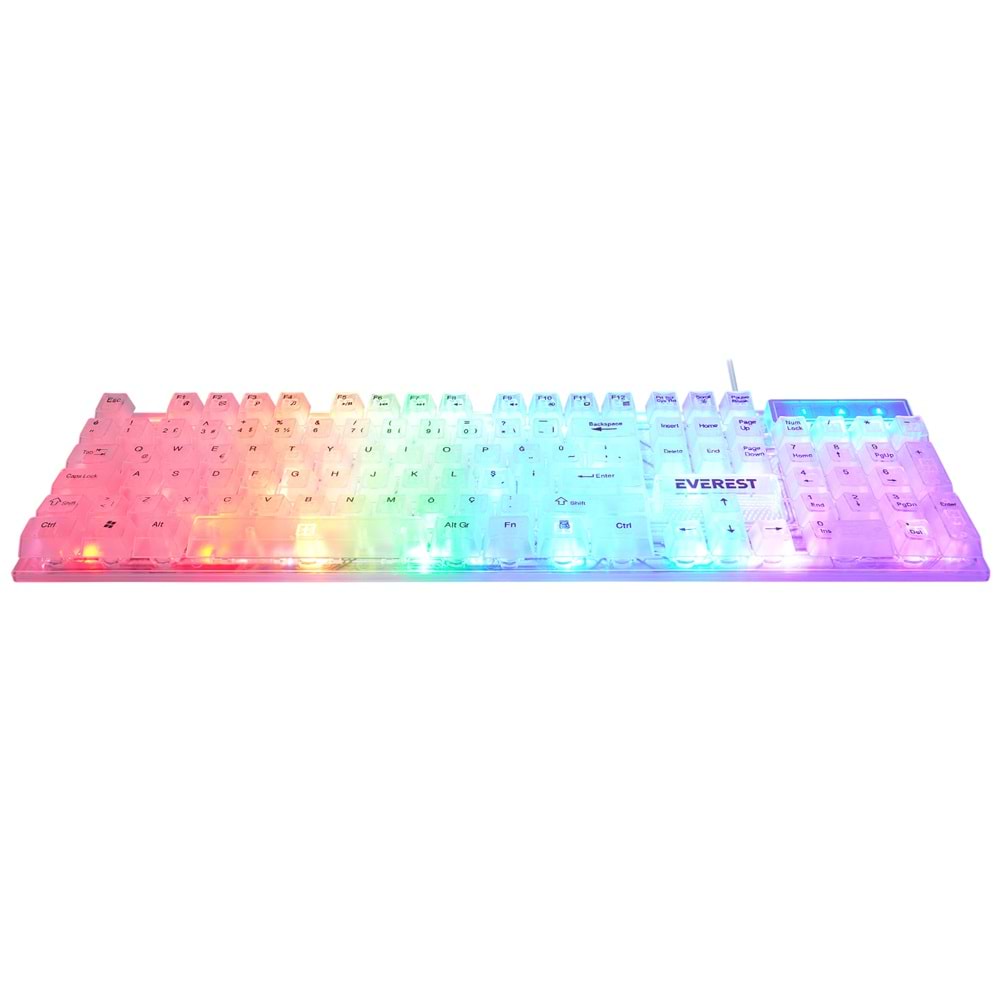 Everest KB-24 Beyaz Rainbow Q Membrane Oyuncu Klavyesi