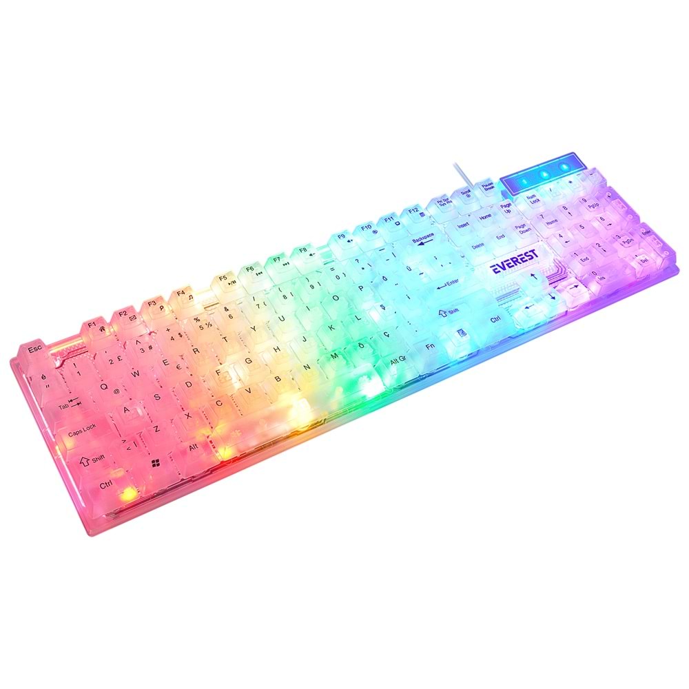 Everest KB-24 Beyaz Rainbow Q Membrane Oyuncu Klavyesi