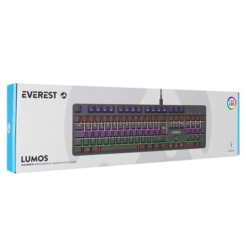 Everest KB-MK1 Lumos Siyah USB Rainbow Aydınlatmalı Red Switch Full Anti-Ghosting Mekanik Gaming Oyuncu Klavye