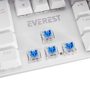Everest KB-MK1 Lumos Beyaz USB Rainbow Aydınlatmalı Blue Switch Full Anti-Ghosting Mekanik Gaming Oyuncu Klavye