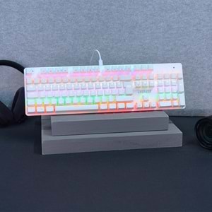 Everest KB-MK1 Lumos Beyaz USB Rainbow Aydınlatmalı Blue Switch Full Anti-Ghosting Mekanik Gaming Oyuncu Klavye