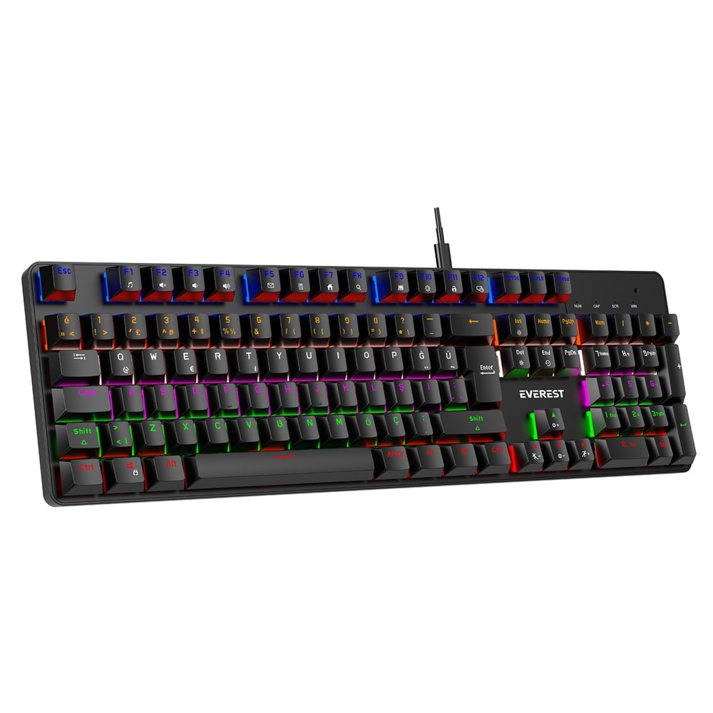 Everest KB-MK1 Lumos Siyah USB Rainbow Aydınlatmalı Blue Switch Full Anti-Ghosting Mekanik Gaming Oyuncu Klavye