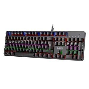 Everest KB-MK1 Lumos Siyah USB Rainbow Aydınlatmalı Blue Switch Full Anti-Ghosting Mekanik Gaming Oyuncu Klavye