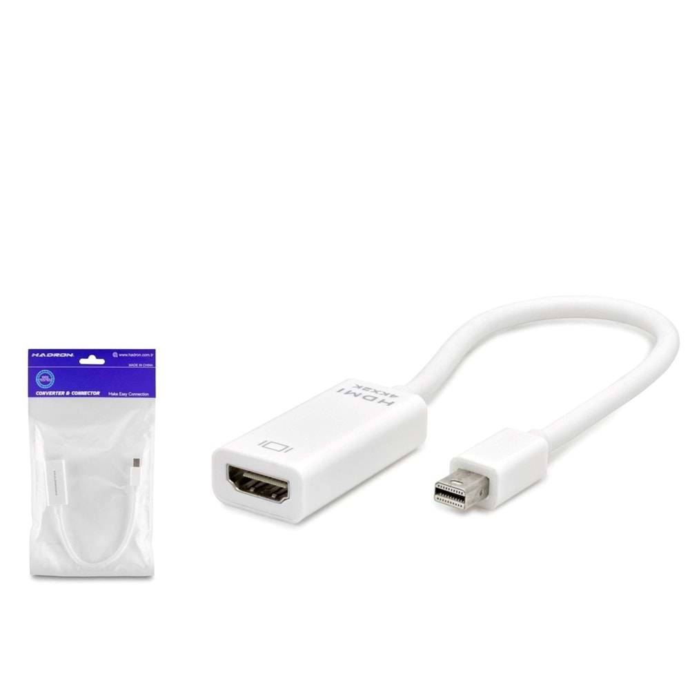 HADRON HDX7768 DISPLAY MINI (M) TO HDMI (F) ÇEVİRİCİ 4K 30HZ THUNDERBOLT2 BEYAZ