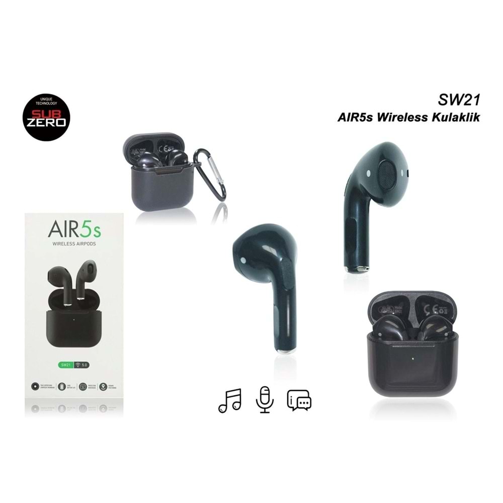 Subzero SW21 AIR5s Siyah Kılıf Hediyeli Bluetooth Kulaklık