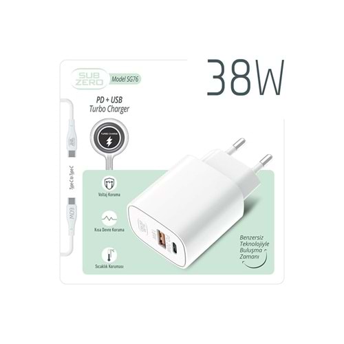 Subzero SG76 38W Usb/Pd Girişili Type-C Turbo Şarj Aleti