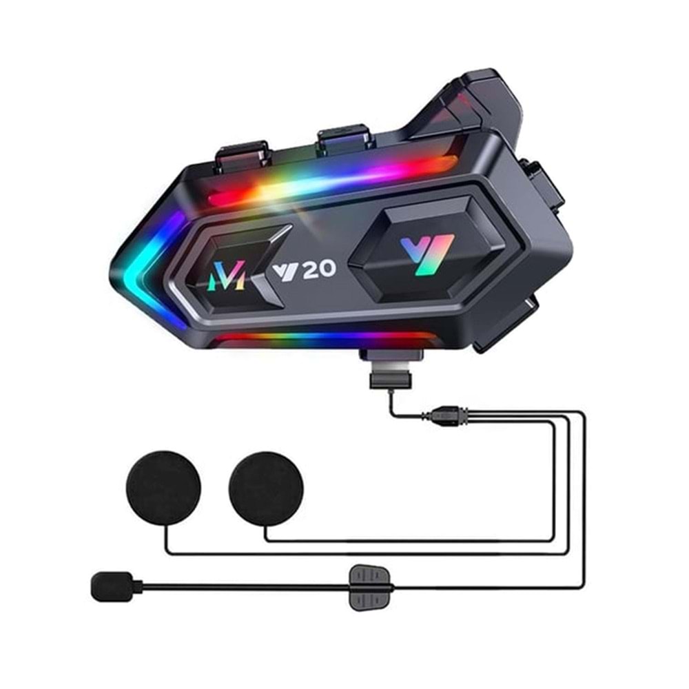 YK Desıgn Y20 5.3 Motosiklet Kask Kulaklık Intercom Işıklı