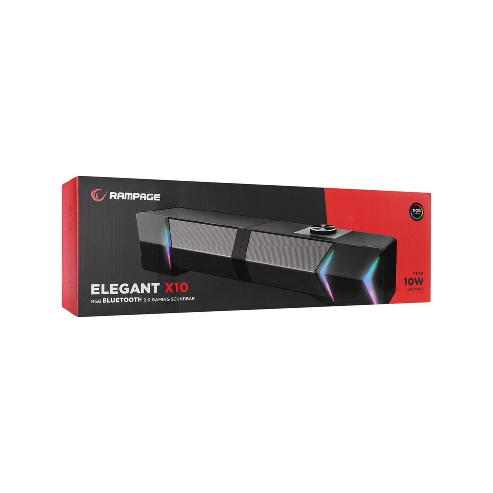 Rampage Elegant X10 2.0 Bluetooth'lu Rms 3W*2 RGB Işıklı Multimedia Usb 5V 45dB Gaming Oyuncu Speaker