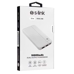 S-link IP-G10N 10000mAh Micro+Type-C+USB Beyaz Taşınabilir Pil Şarj Cihazı Powerbank