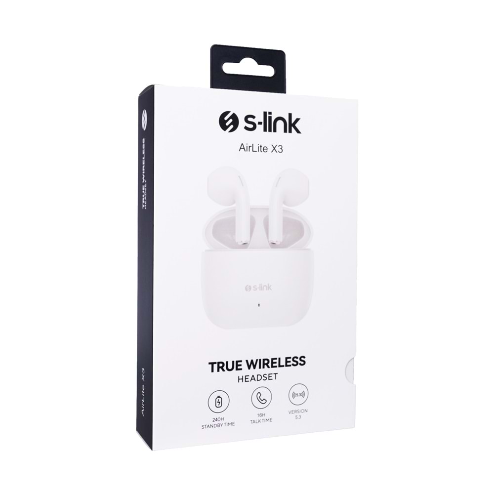 S-link AirLite X3 Beyaz TWS Bluetooth V5.3 TWS Mikrofonlu Kulaklık