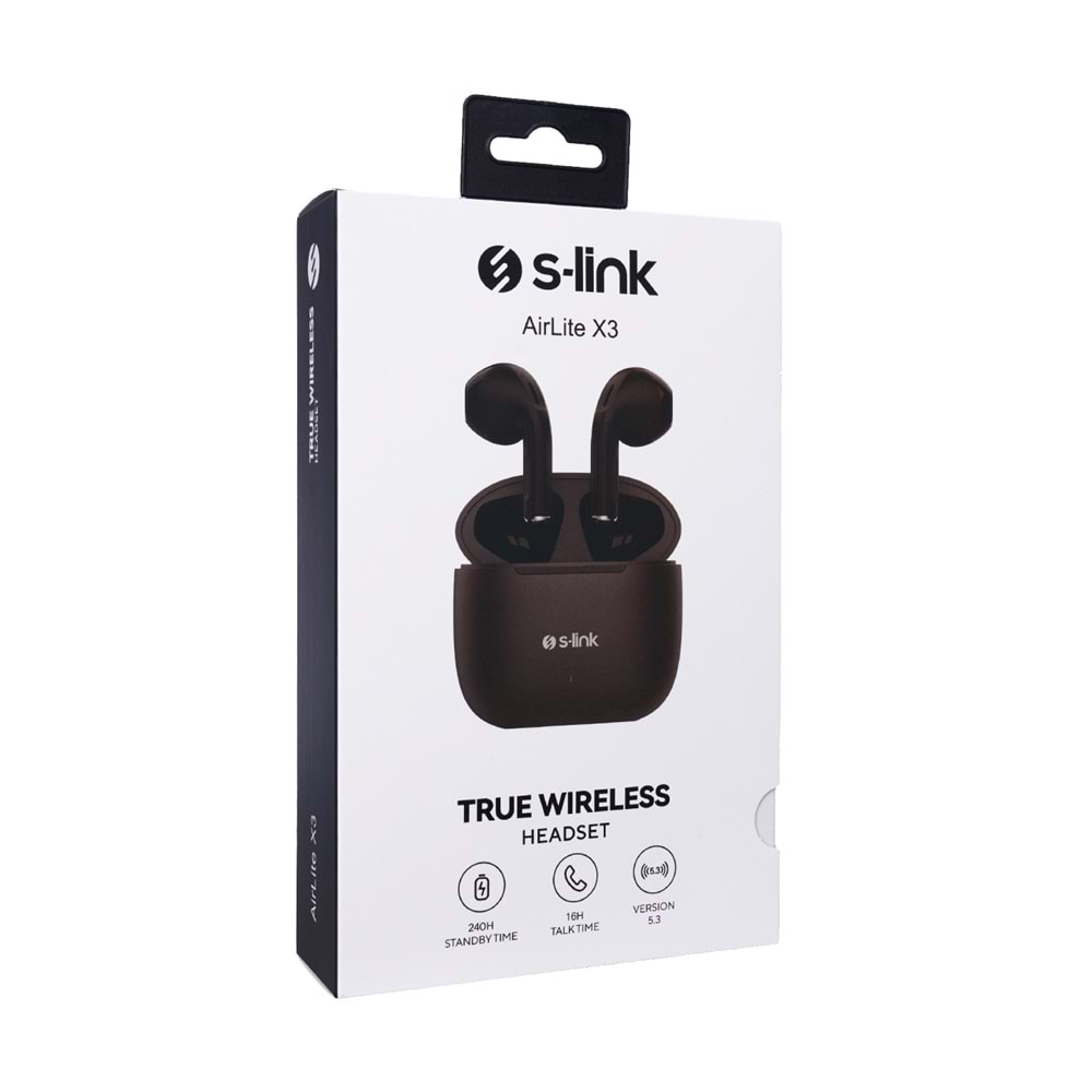 S-link AirLite X3 Siyah TWS Bluetooth V5.3 TWS Mikrofonlu Kulaklık