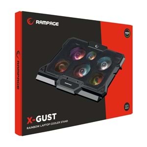 Rampage AD-RC10 X-GUST Siyah 6 Fanlı Rainbow Işıklandırmalı Notebook Soğutucu Stand