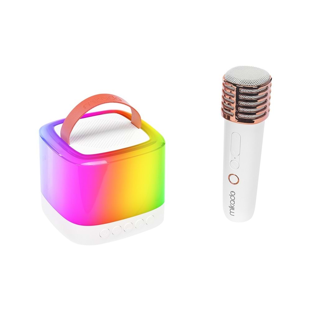 Mikado MD-16BT Favorite Beyaz TF Kart Destekli Bluetooth Wireless Karaoke Mikrofonlu 1200mAh Taşınabilir Speaker