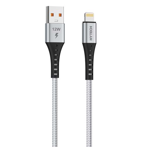 Hytech HY-X331 1m 2.4A Lightning Silver Gri Data + Şarj Kablosu