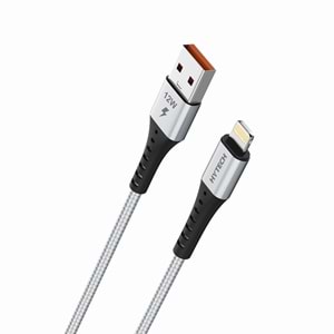 Hytech HY-X331 1m 2.4A Lightning Silver Gri Data + Şarj Kablosu