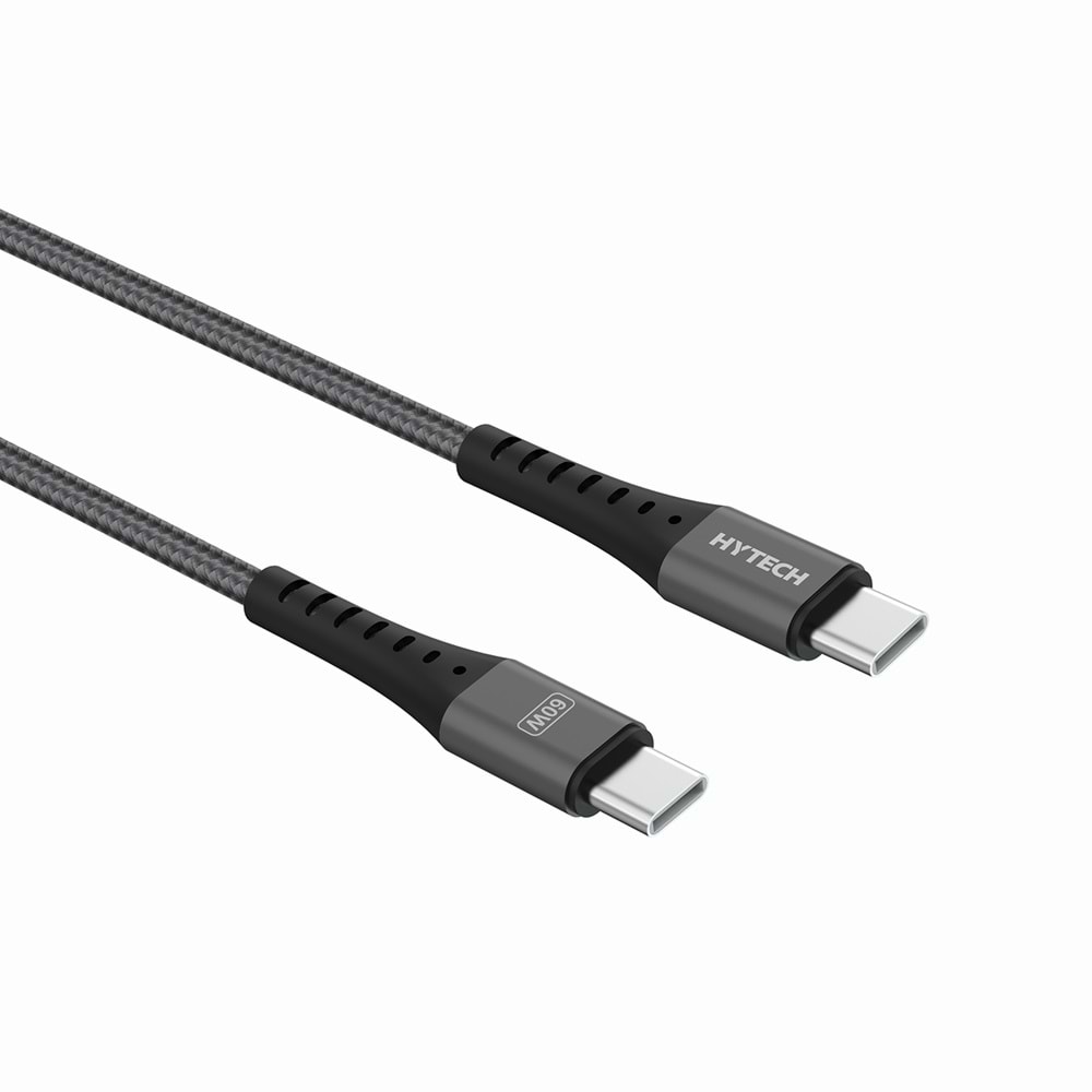 Hytech HY-X706 1m 60W Type-C to Type-C Örgülü Hızlı Koyu Gri Data + Sarj Kablosu