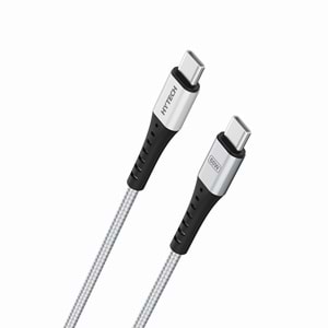 Hytech HY-X706 1m 60W Type-C to Type-C Örgülü Hızlı Silver Gri Data + Sarj Kablosu