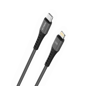 Hytech HY-X806 35W 1m Type-C to Lightning PD QuickCharge Örgülü Koyu Gri Hızlı Şarj Kablosu