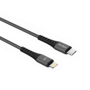 Hytech HY-X806 35W 1m Type-C to Lightning PD QuickCharge Örgülü Koyu Gri Hızlı Şarj Kablosu