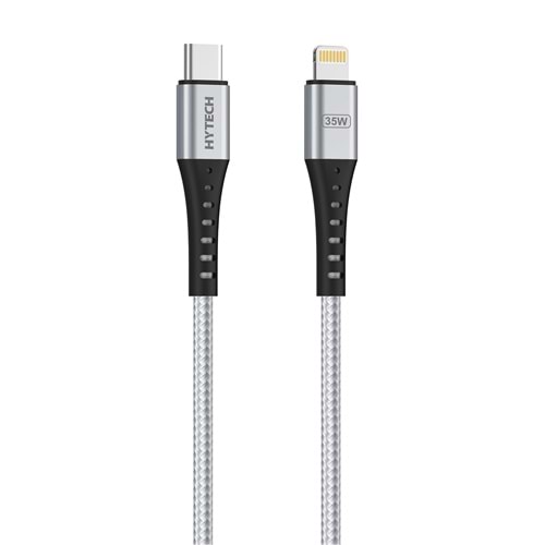 Hytech HY-X806 35W 1m Type-C to Lightning PD QuickCharge Örgülü Silver Gri Hızlı Şarj Kablosu
