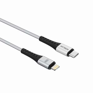 Hytech HY-X806 35W 1m Type-C to Lightning PD QuickCharge Örgülü Silver Gri Hızlı Şarj Kablosu