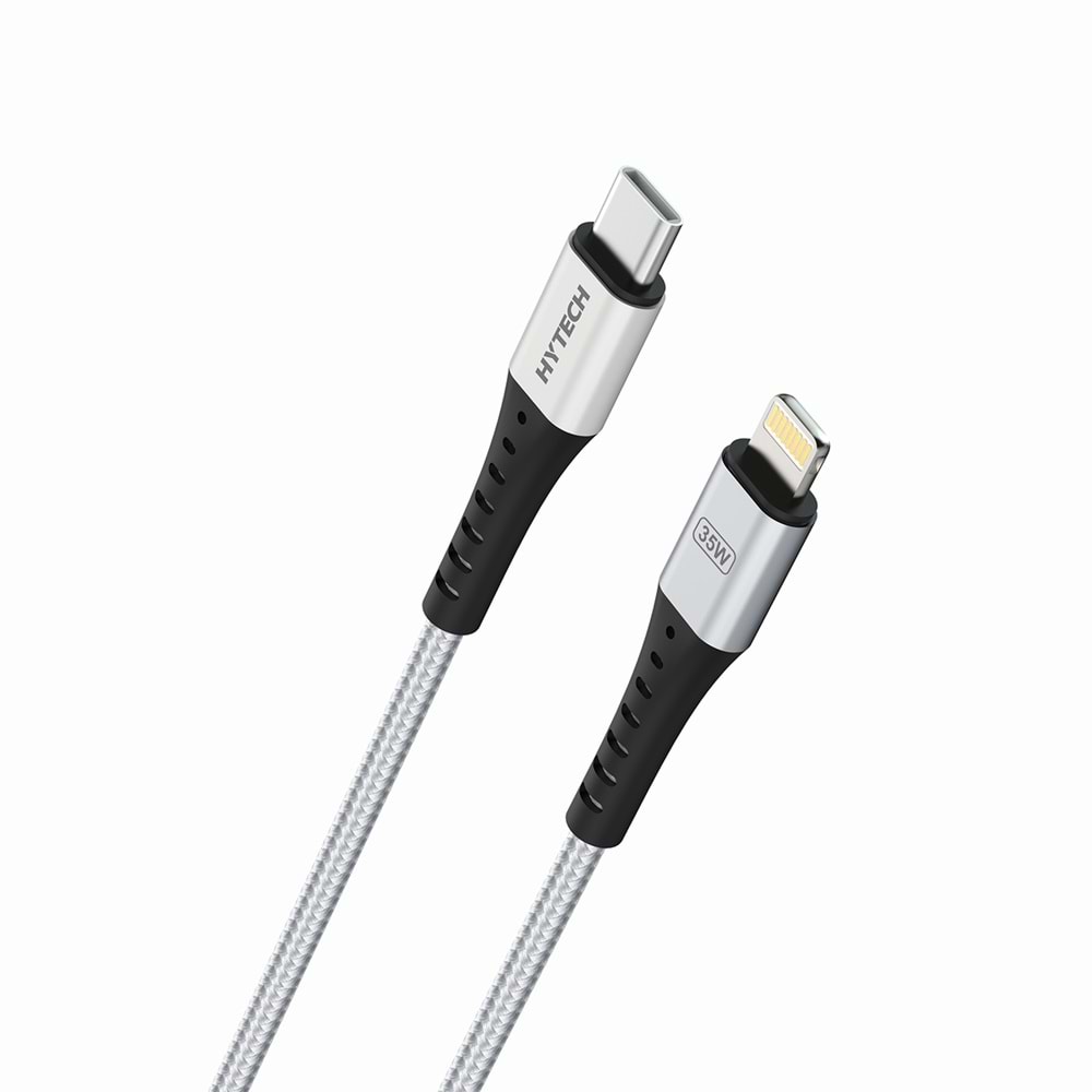 Hytech HY-X806 35W 1m Type-C to Lightning PD QuickCharge Örgülü Silver Gri Hızlı Şarj Kablosu
