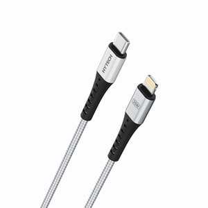 Hytech HY-X806 35W 1m Type-C to Lightning PD QuickCharge Örgülü Silver Gri Hızlı Şarj Kablosu