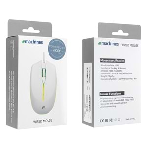Acer eMachines EAM020 Usb Beyaz Rainbow Aydınlatmalı Mouse