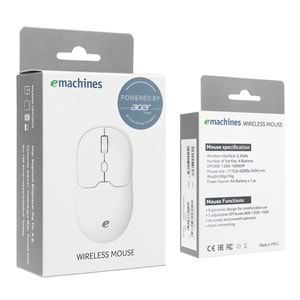 Acer eMachines EAM070 Usb Beyaz 2.4Ghz Kablosuz Mouse
