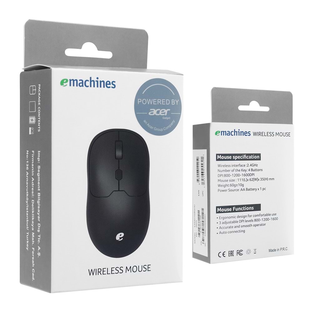 Acer eMachines EAM070 Usb Siyah 2.4Ghz Kablosuz Mouse
