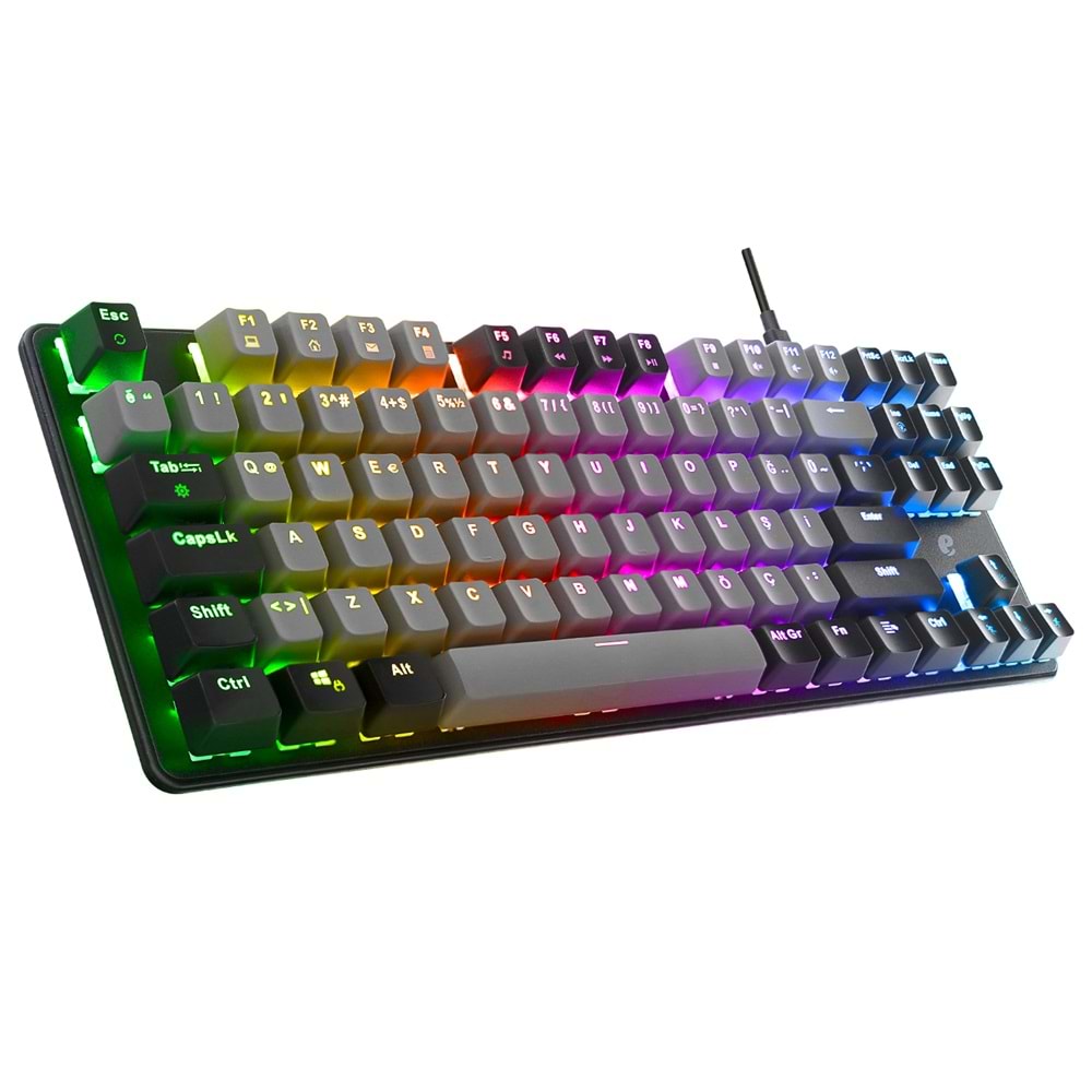 Acer eMachines EAK87 Gri/Siyah USB RGB Backlight RED SWITCH Mekanik Q 87 Tuşlu TKL Gaming Klavye