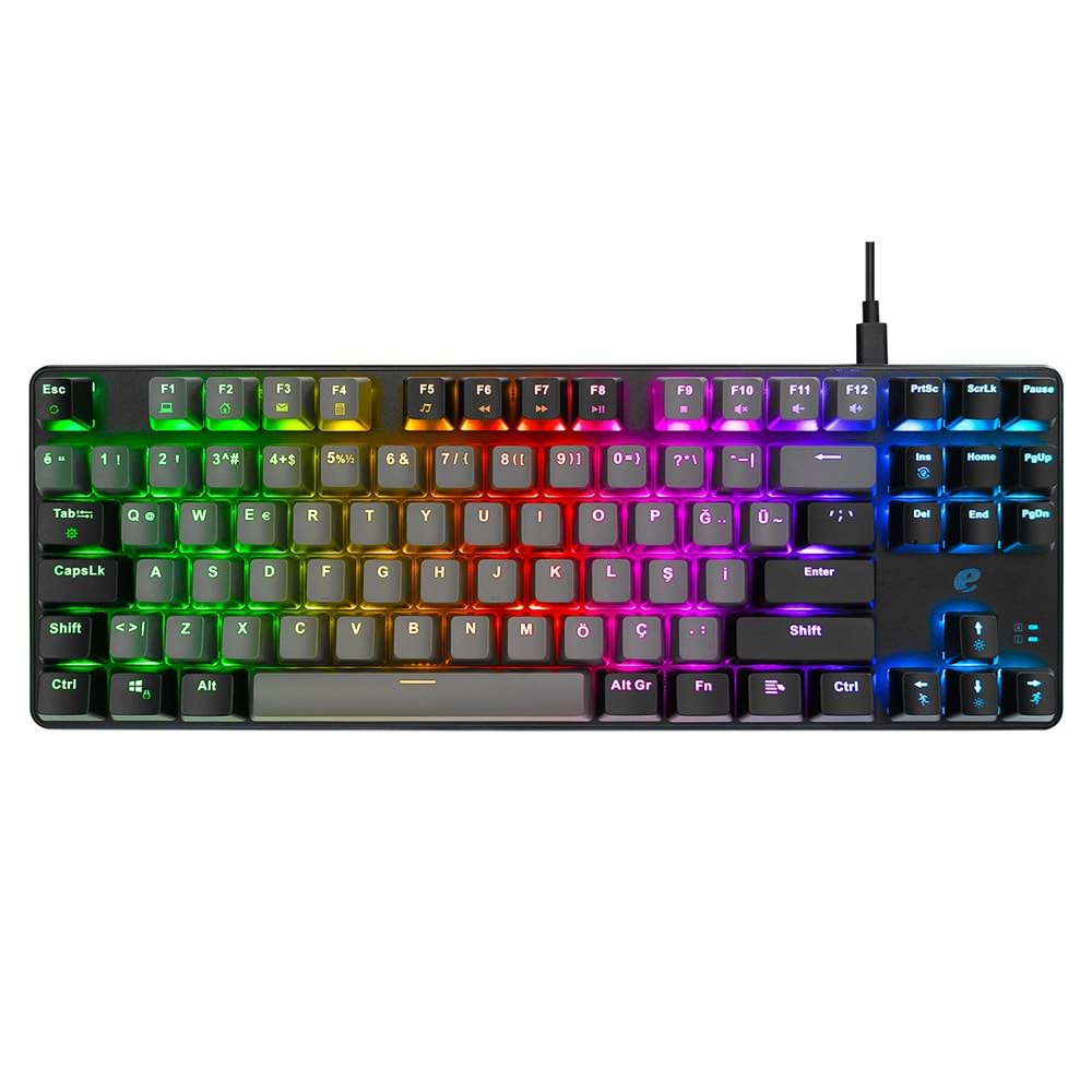 Acer eMachines EAK87 Gri/Siyah USB RGB Backlight RED SWITCH Mekanik Q 87 Tuşlu TKL Gaming Klavye