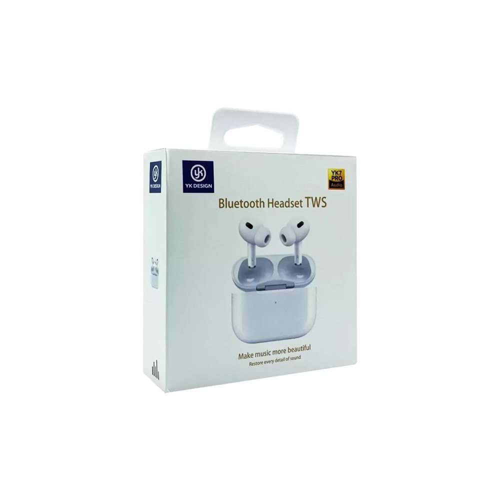 Yk desıgn YK7 Pro Yeni Nesil Beyaz Bluetooth Kulaklık
