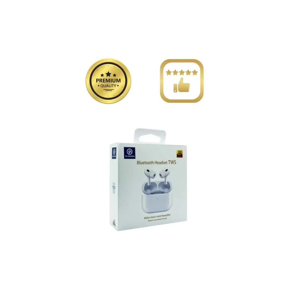 Yk desıgn YK7 Pro Yeni Nesil Beyaz Bluetooth Kulaklık