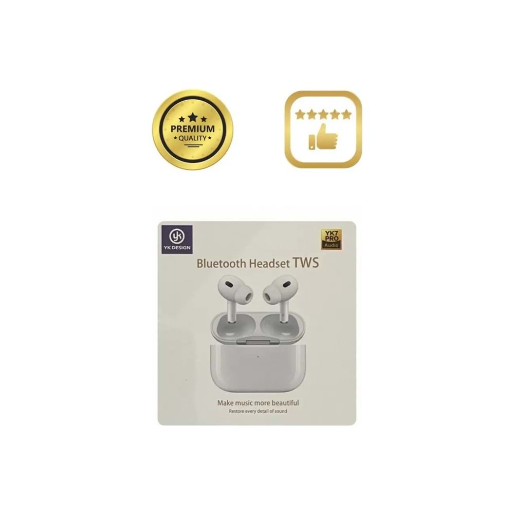 Yk desıgn YK7 Pro Yeni Nesil Beyaz Bluetooth Kulaklık