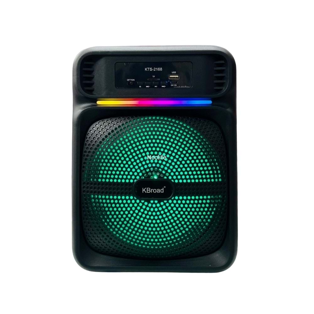 KTS-2168 Kablosuz Mikrofonlu Ledli Bluetooth Speaker Usb-Tf-Fm