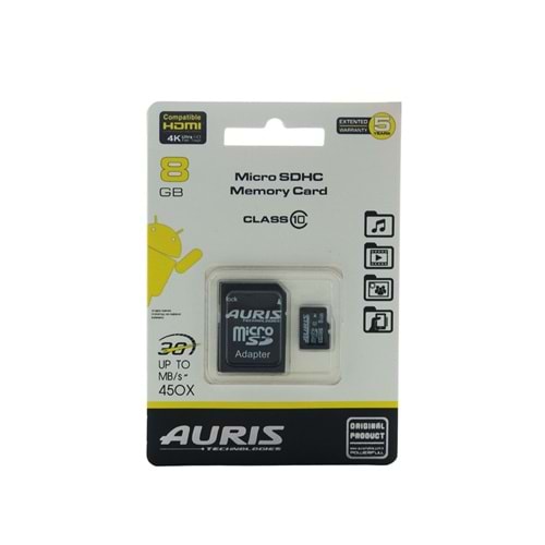 Aurıs 8GB Class 10 MicroSD Hafıza Kartı