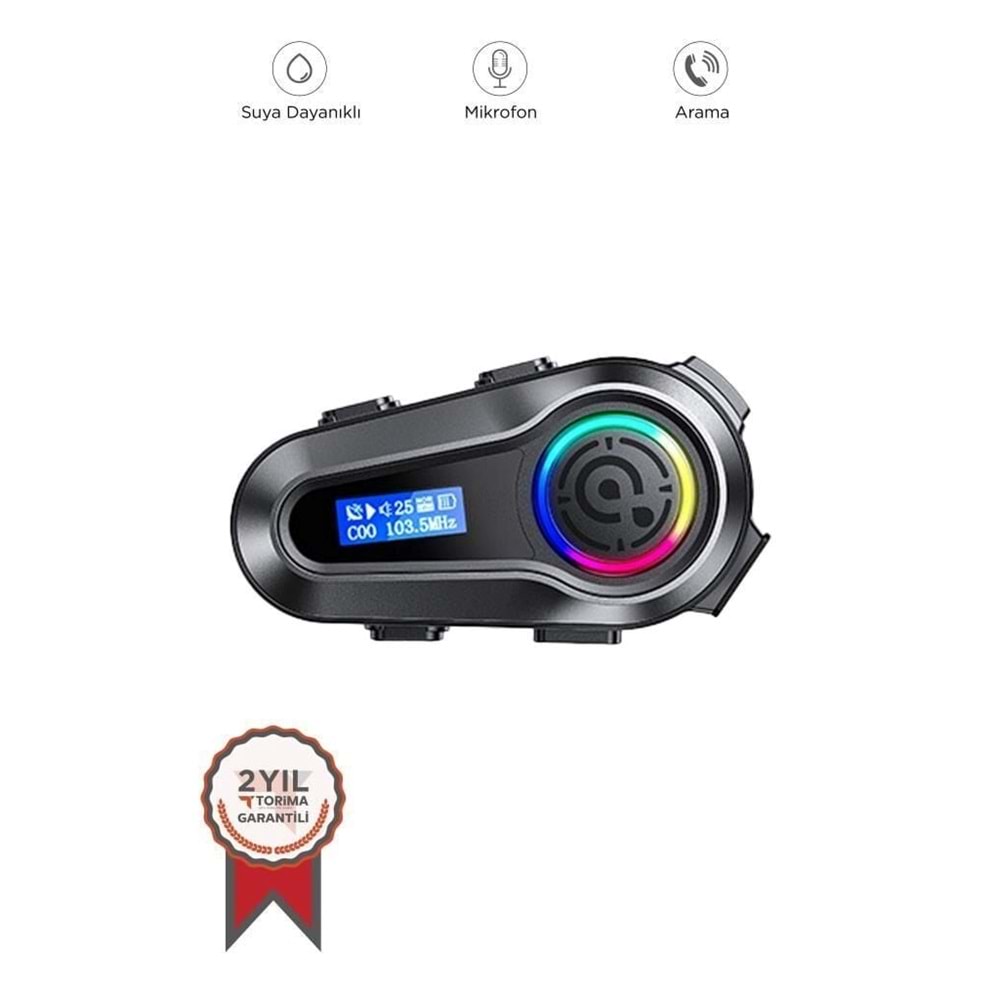 Torima Q10 Helmet Siyah LCD Ekranlı Bluetooth Motosiklet Kulaklığı Intercom